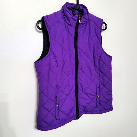 Lauren Ralph Lauren Jackets & Blazers - Lauren Ralph Lauren Vest Women Large Purple Quilted Puffer Zip Up Sleeveless EUC